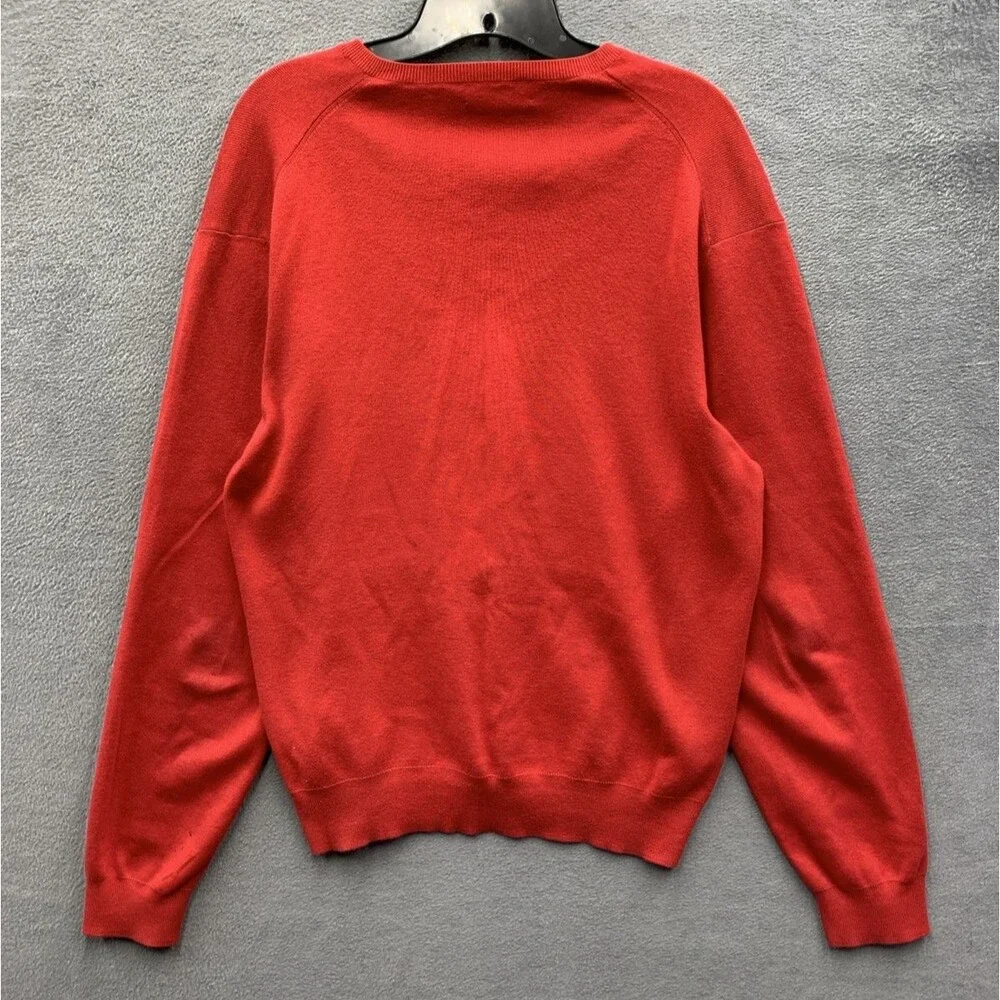 Polo Ralph lauren Mens Pullover V-Neck Sweaters Pima Cotton Preppy Red Large